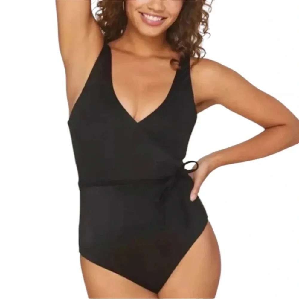 Andie Swim The Belmar One Piece Black Tie Waist Swimsuit Sz XSmall NEW